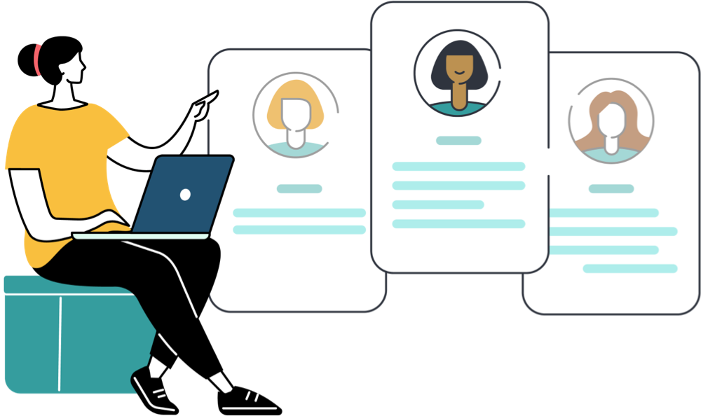 Sourcing-Illustration illustration of person looking at candidate info