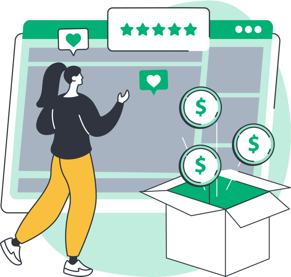 Referral-Illustration-Half Referral Illustration of a person receiving a gift of money
